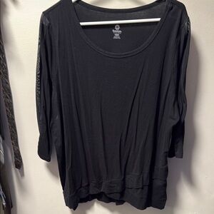 Black Oversized 3/4 Sleeve Blouse